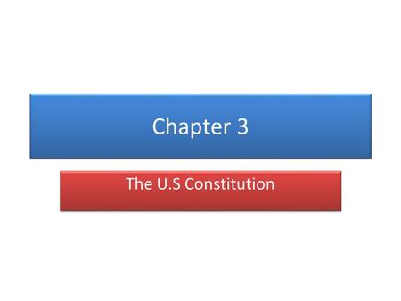 Chapter 3 The U.S Constitution.