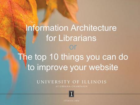 Information Architecture for Librarians or The top 10 things you can do to improve your website.