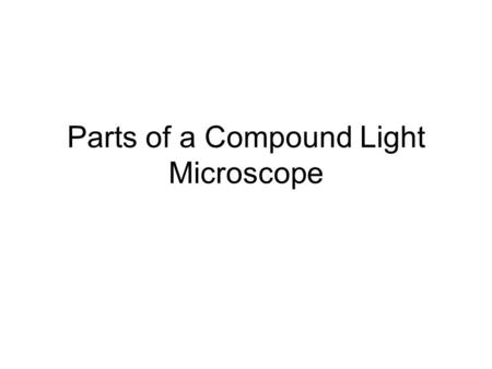 Parts of a Compound Light Microscope. Mirror / Light the light source for a microscope, typically located in the base of the microscope. Most light.