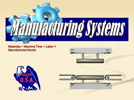 Materials + Machine Time + Labor = Manufactured Goods Materials + Machine Time + Labor = Manufactured Goods.
