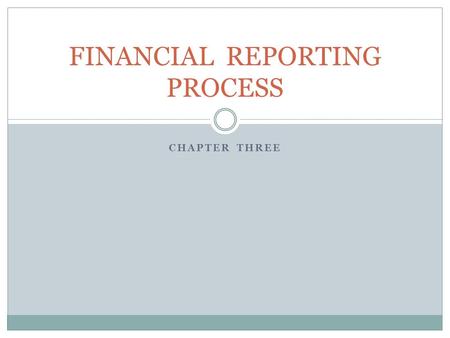 CHAPTER THREE FINANCIAL REPORTING PROCESS. PRINCIPLE – Revenue Recognition Revenue is recognized when it is earned not paid Expenses are recognized when.