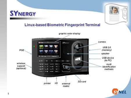 1 SY NERGY Linux-based Biometric Fingerprint Terminal.