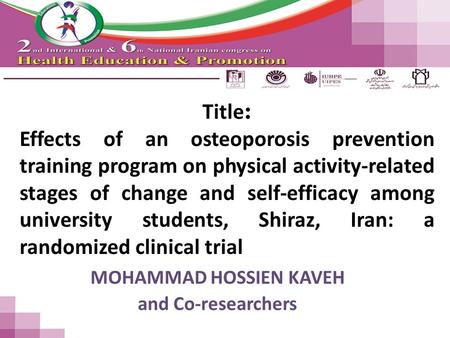 Title : Effects of an osteoporosis prevention training program on physical activity-related stages of change and self-efficacy among university students,