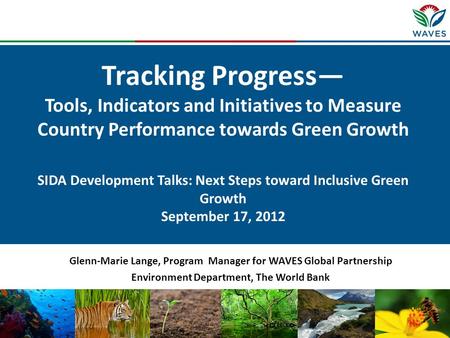 Tracking Progress— Tools, Indicators and Initiatives to Measure Country Performance towards Green Growth SIDA Development Talks: Next Steps toward Inclusive.