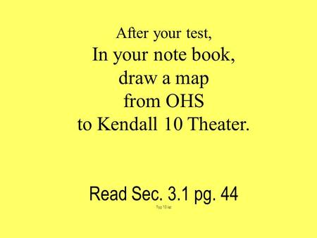 In your note book, draw a map from OHS to Kendall 10 Theater.