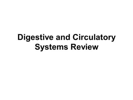 Digestive and Circulatory Systems Review