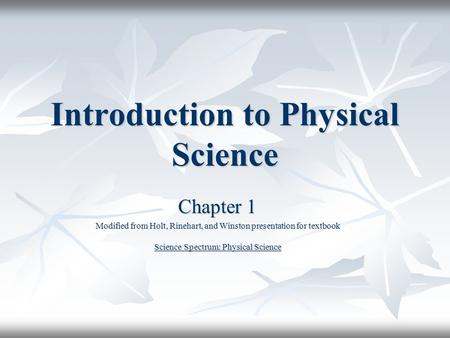 Introduction to Physical Science