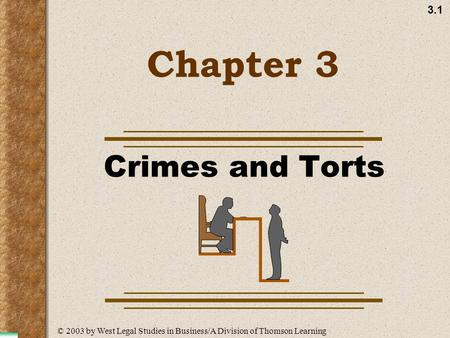 3.1 Chapter 3 Crimes and Torts © 2003 by West Legal Studies in Business/A Division of Thomson Learning.