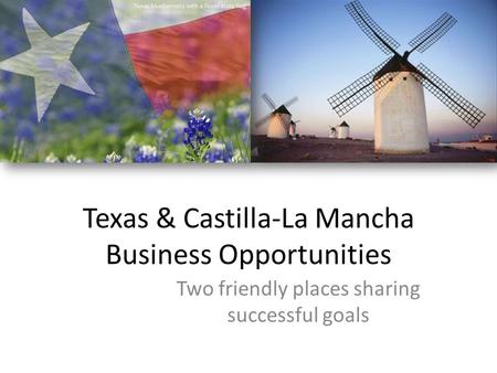 Texas & Castilla-La Mancha Business Opportunities Two friendly places sharing successful goals.