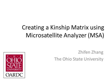 Creating a Kinship Matrix using Microsatellite Analyzer (MSA) Zhifen Zhang The Ohio State University.