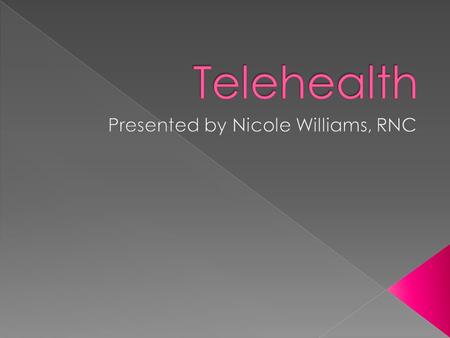  Describe Telehealth  Describe and evaluate the hardware and software used in Telehealth  Assess the usability of Telehealth.