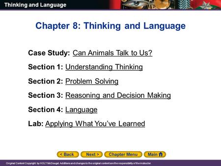 Chapter 8: Thinking and Language