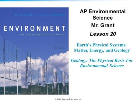 AP Environmental Science Mr. Grant Lesson 20