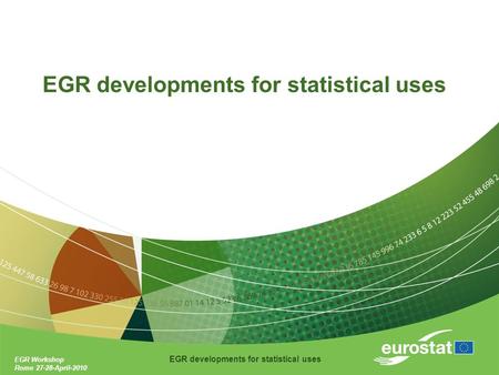 EGR Workshop Rome 27-28-April-2010 EGR developments for statistical uses.