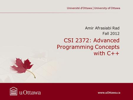 CSI 2372: Advanced Programming Concepts with C++