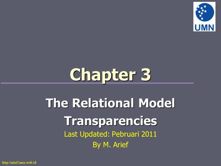 Chapter 3 The Relational Model Transparencies Last Updated: Pebruari 2011 By M. Arief