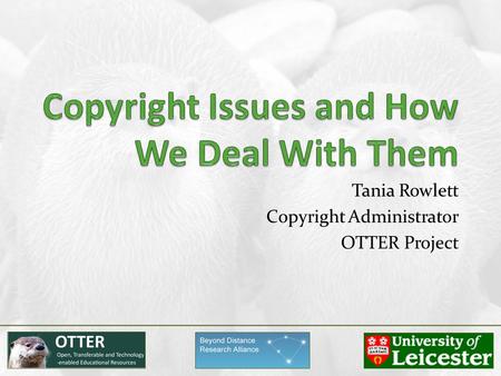 Tania Rowlett Copyright Administrator OTTER Project.
