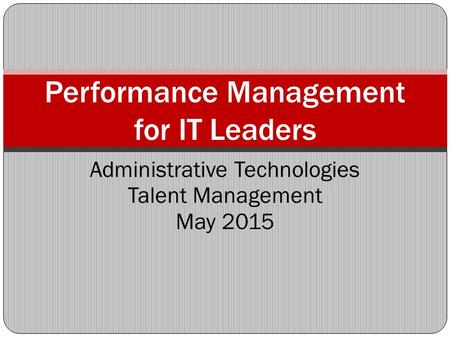 Performance Management for IT Leaders