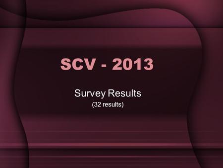 SCV - 2013 Survey Results (32 results). Age Range.