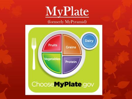 MyPlate (formerly MyPyramid). 1992 2005 2011 Why it matters  Better health - reduce rates of morbidity and mortality related to obesity, diabetes,