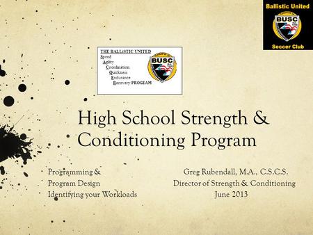 High School Strength & Conditioning Program