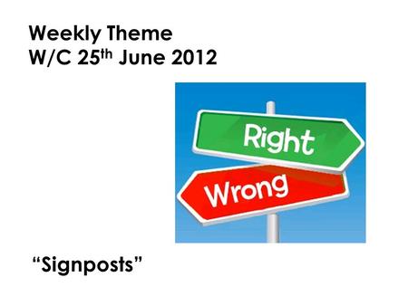 Weekly Theme W/C 25th June 2012 “Signposts”.