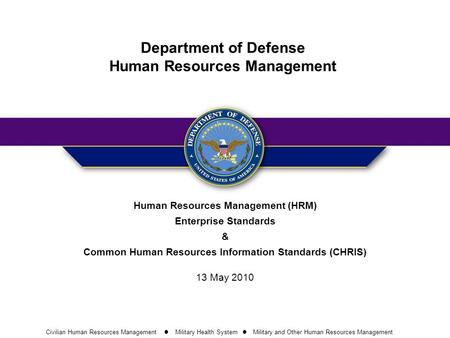Civilian Human Resources Management  Military Health Systems  Military and Other Human Resources Management Department of Defense – Human Resources Management.