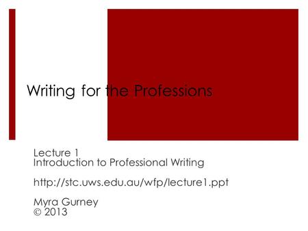 Writing for the Professions
