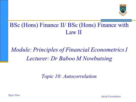 BSc (Hons) Finance II/ BSc (Hons) Finance with Law II