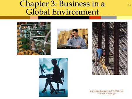 3-1 Chapter 3: Business in a Global Environment Exploring Business 2.0 © 2012 Flat World Knowledge.
