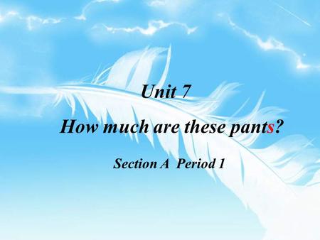 Unit 7 How much are these pants? Section A Period 1.