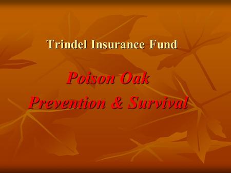 Trindel Insurance Fund Poison Oak Prevention & Survival.