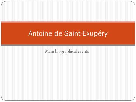 Main biographical events Antoine de Saint-Exupéry.