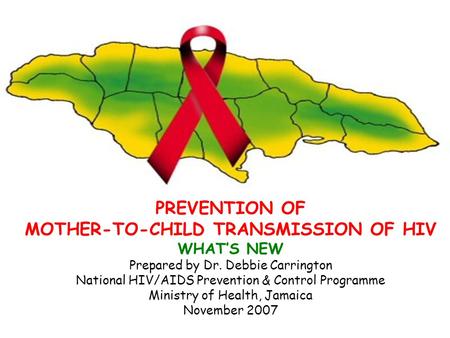 PREVENTION OF MOTHER-TO-CHILD TRANSMISSION OF HIV WHAT’S NEW Prepared by Dr. Debbie Carrington National HIV/AIDS Prevention & Control Programme Ministry.