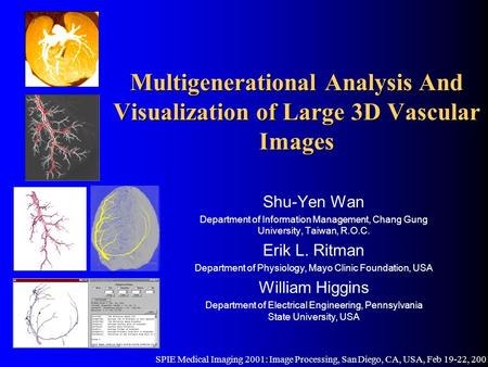 Multigenerational Analysis And Visualization of Large 3D Vascular Images Shu-Yen Wan Department of Information Management, Chang Gung University, Taiwan,