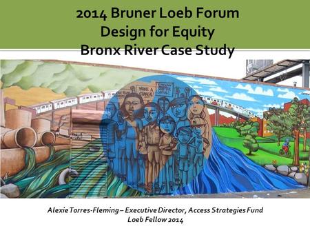 2014 Bruner Loeb Forum Design for Equity Bronx River Case Study Alexie Torres-Fleming – Executive Director, Access Strategies Fund Loeb Fellow 2014.