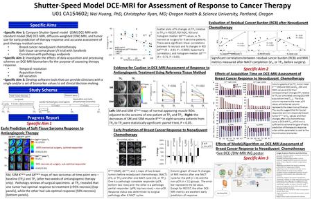Shutter-Speed Model DCE-MRI for Assessment of Response to Cancer Therapy U01 CA154602; Wei Huang, PhD, Christopher Ryan, MD; Oregon Health & Science University,