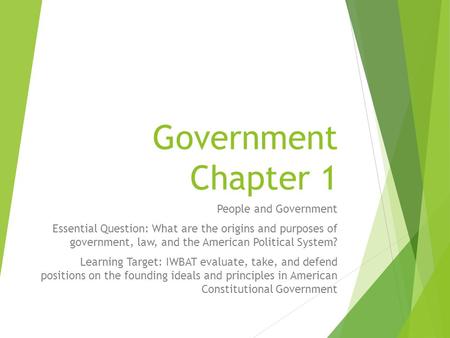 Government Chapter 1 People and Government