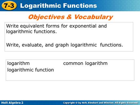 Objectives & Vocabulary