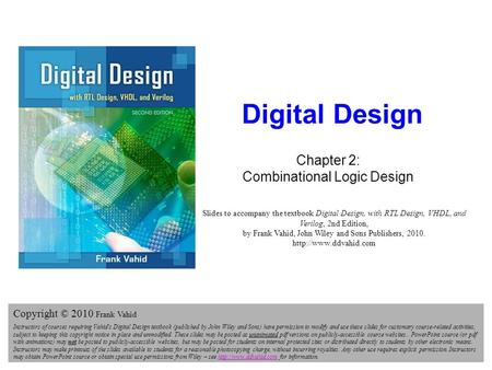 Chapter 2: Combinational Logic Design
