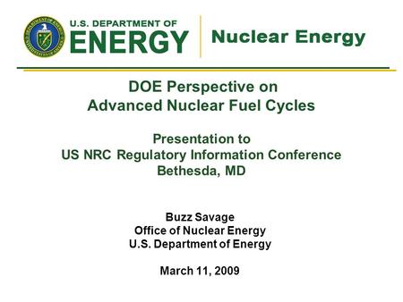Office of Nuclear Energy U.S. Department of Energy