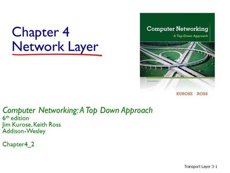 Chapter 4 Network Layer Computer Networking: A Top Down Approach 6th edition Jim Kurose, Keith Ross Addison-Wesley Chapter4_2 Transport Layer.