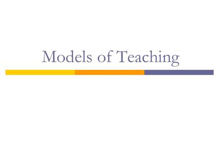 Models of Teaching.
