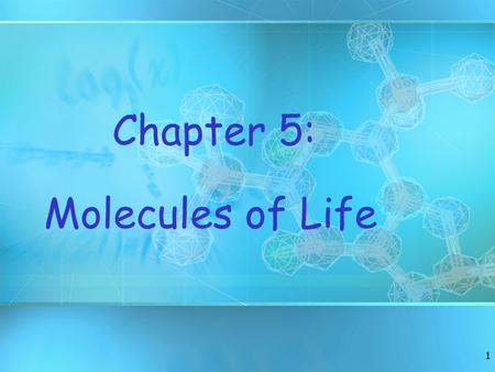 Chapter 5: Molecules of Life.
