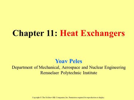 Chapter 11: Heat Exchangers