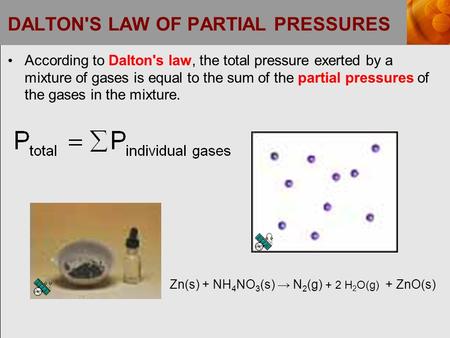 DALTON'S LAW OF PARTIAL PRESSURES