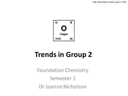 Foundation Chemistry Semester 1 Dr Joanne Nicholson