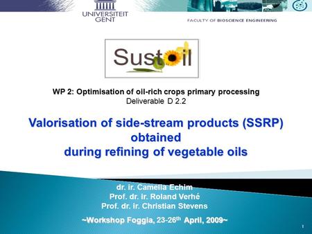 Valorisation of side-stream products (SSRP) obtained