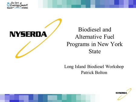 Biodiesel and Alternative Fuel Programs in New York State Long Island Biodiesel Workshop Patrick Bolton.