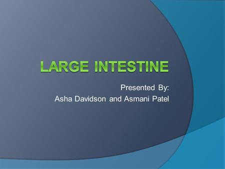 Presented By: Asha Davidson and Asmani Patel